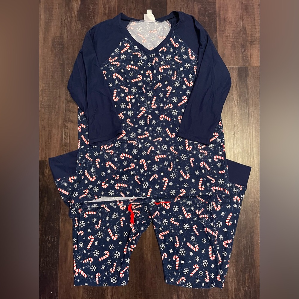 LulaRoe Blue Candy Cane Pajamas
